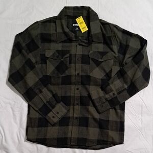 RSQ Olive & Black Plaid Flannel Shirt